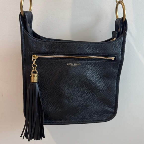 henri bendel Handbags - Henri Bendel Black Leather Dylan Tassel Mini Messenger Bag with Cole Haan Strap